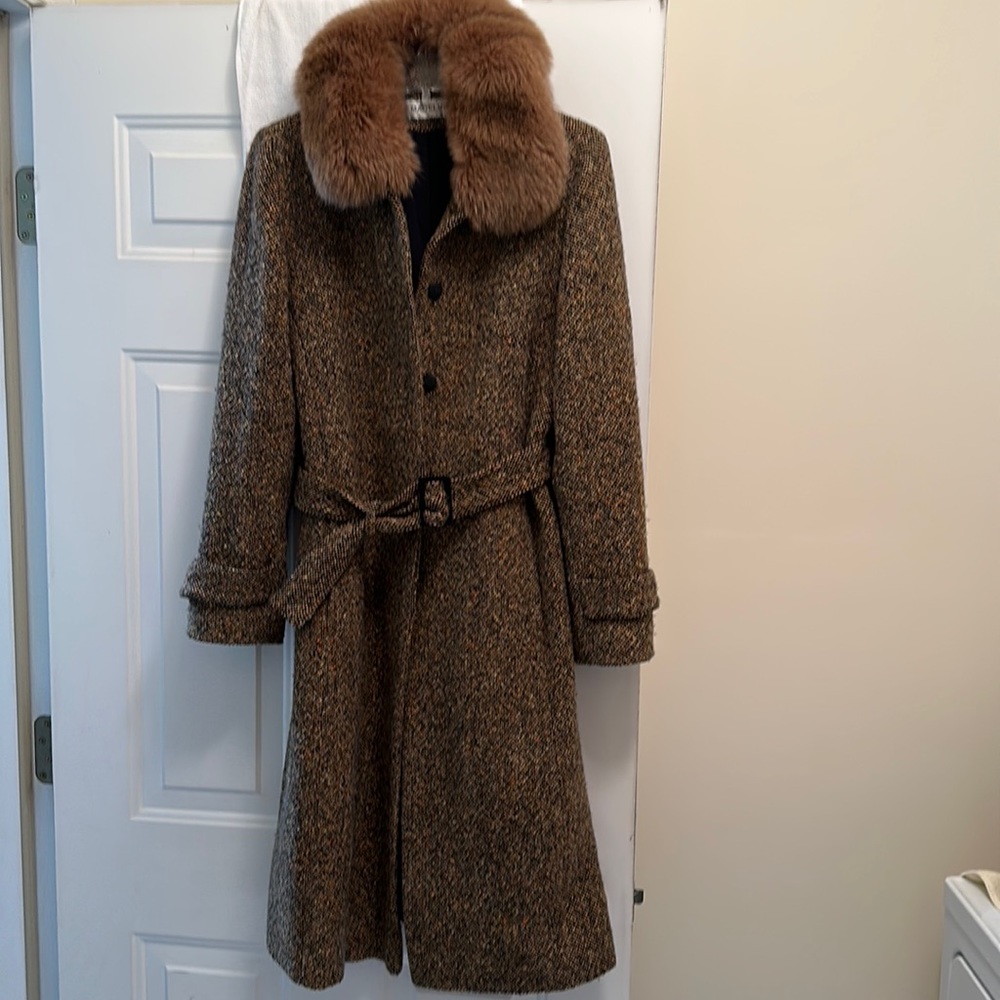 Fur trimmed Wool Tweed Coat